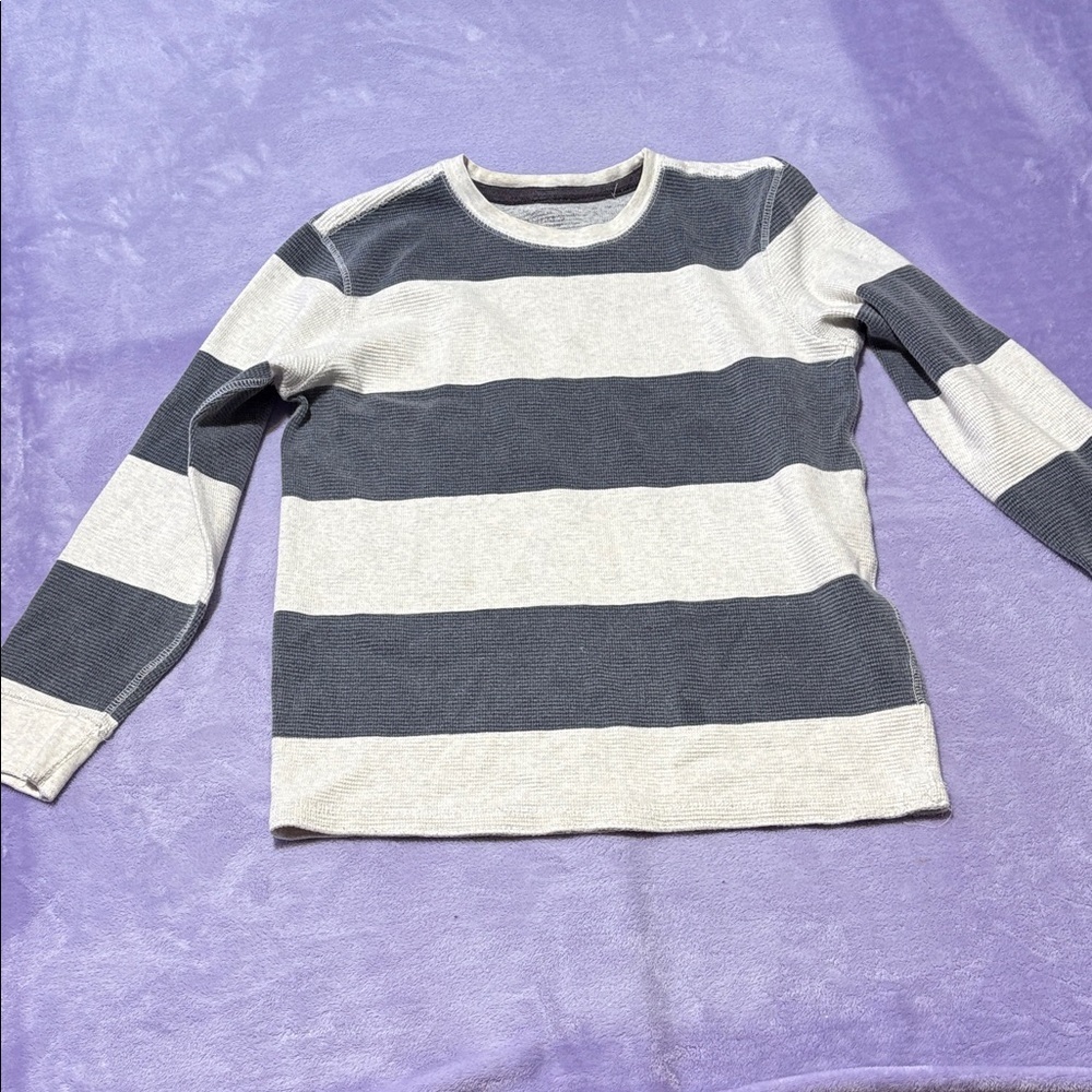 Men's Crewneck Striped Sweater - Black and Cream